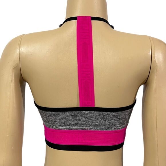 Victorias Secret Pink Cotton Racerback Unlined Crop Bralette bra gray pink - Picture 5 of 6